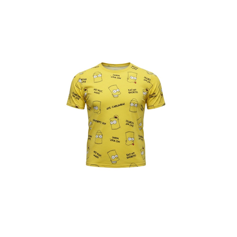The Simpsons T-Shirt Boys XXL Yellow Bart Simpson All Over Print Catchphrase Tee